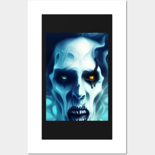 THOUGHTFUL YELLOW AND BLUE EYED HALLOWEEN VAMPIRE Posters and Art